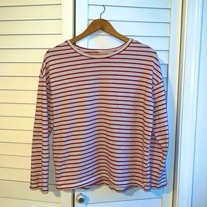 Zara Red Striped Long Sleeve Top